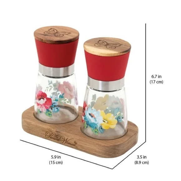 🌺 Last Set! 🌺 New The Pioneer Woman Sweet Romance Salt and Pepper Grinders, Red - Picture 7 of 9